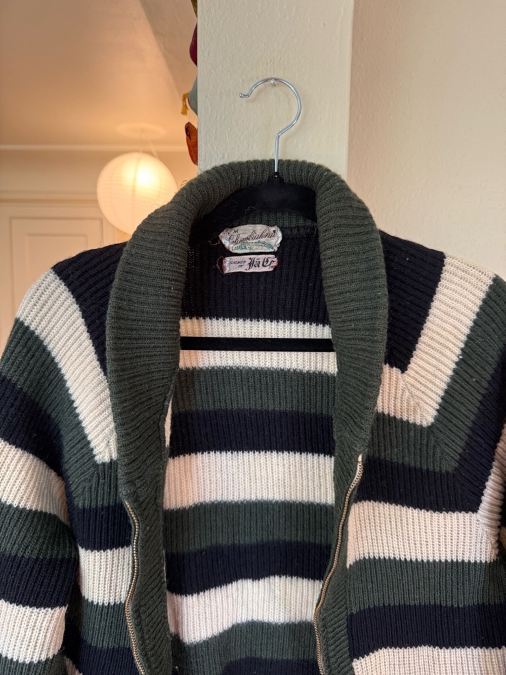 Vintage 40s/50s Striped Zip-Up Sweater - Picture 2 of 15